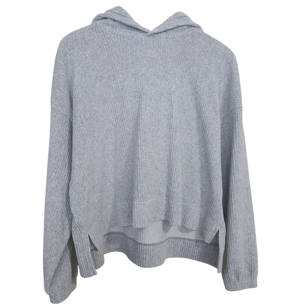 Aerie Wide Ribbed Soft Knit Gray Cropped Pullover Oversized Hoodie Size Medium‎